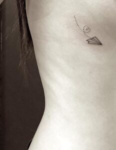 Paper Airplane Travel Side Tattoo
