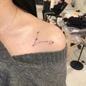 Pisces Constellation Collarbone Tattoo