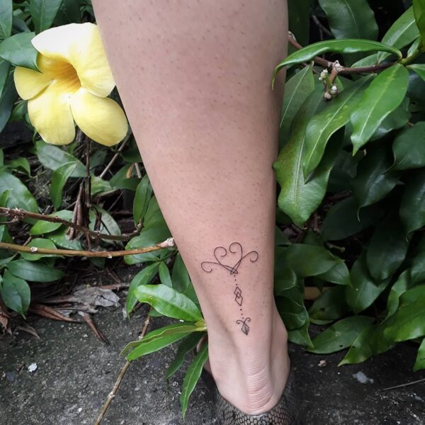 Pisces Symbol and Dots Ankle Tattoo