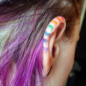 Rainbow Ear Helix Tattoo