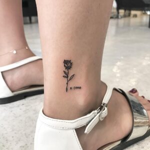 Mini Flower Rose Ankle Tattoo