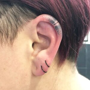 Line and Shadow Ear Helix Tattoo