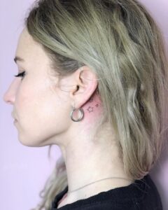 Three Stars Behind the Ear Tattoo