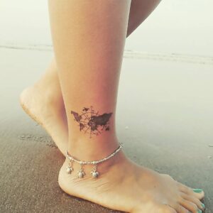 Travel Navigation and Map Ankle Tattoo