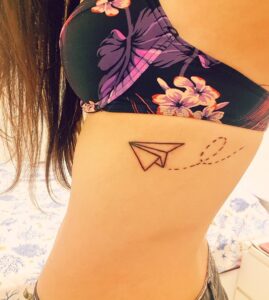 Paper Airplane Side Body Tattoo