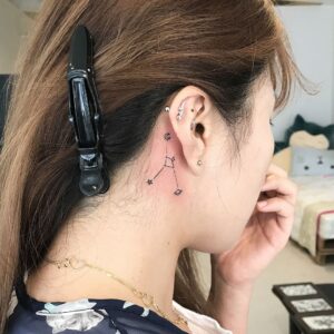 Virgo Constellation Behind the Ear Tattoo