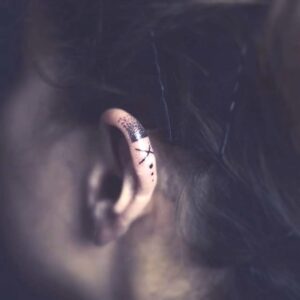 Gradient Cross and Three Dots Helix Tattoo