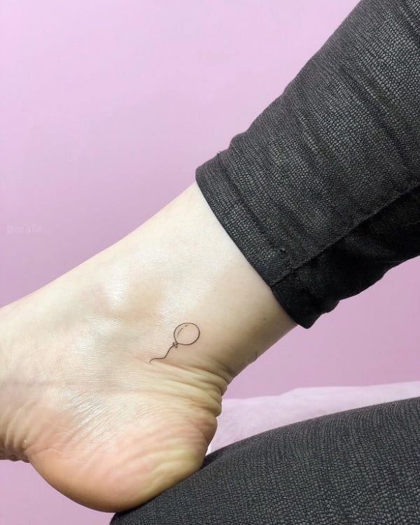 Mini Balloon Fine Line Ankle Tattoo Mini Balloon Fine Line Ankle Tattoo