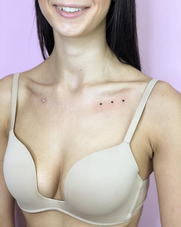 Mini Three Dots Collarbone Tattoo Mini Three Dots Collarbone Tattoo